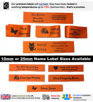 10mm & 25mm Orange Name Labels