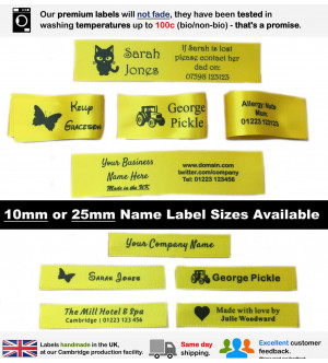 10mm & 25mm Yellow Name Labels