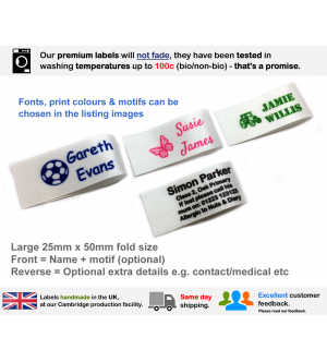 25x50mm Fold White Name Labels (16, 32 or 48 Pack)